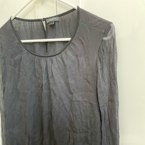 Ann Taylor Black blouse long sleeve merino wool and silk Sz L - Picture 8 of 8